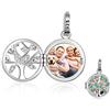 Gaosh Donna Cuore Forma Ciondolo Charms Bead Argento Foto Personalizzata per Amante Fidanzata BFF Regalo per Natale Anniversario di Ringraziamento Compleanno (Albero genealogico, Argento)