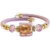 VENEZIA CLASSICA - Bracciale da Donna con perle in Vetro di Murano Originale e vera pelle Toscana, Collezione Lily, con foglia in oro 24kt, Made in Italy certificato (Lilla)