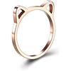 ELBLUVF Anello da donna in acciaio inox placcato oro rosa con orecchie cave, a forma di gatto, misura 4-8, Metallo, Nessuna pietra preziosa