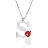 Sakrami Collana per Bambini in Argento 925 Placcata in Rodio con Lettera e Coccinella Personalizzabile (S)
