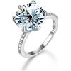 WAHZAUS Anelli di fidanzamento da donna con moissanite bianca e gialla da 5 carati, taglio rotondo, colore D, VVS1, anelli nuziali in moissanite a 6 griffe, con certificato, 9, Gemma, Moissanite