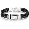 kaululu Bracciale Pelle Uomo Personalizzato in Argento con Famiglia Coppia Nomi Incisione Braccialetti Uomo con 4 Nomi per Padre Fidanzato Migliore Amico Personalizzati Bracciali （Silver）
