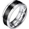 PROSTEEL Anelli Uomo Personalizzati con Incisione Acciaio Inossidabile, Anello Uomo Argento e Nero 20 Misura, Anello Due colori Gotico Punk Hip Hop con Confezione Regalo-PORSTEEL