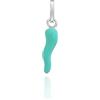 Donipreziosi Ciondolo Smaltato a forma di Corno Portafortuna - Pendente Cornetto napoletano in Argento per Collana o Bracciale Uomo o Donna, Scaramanzia - 3,5 cm Azzurro Chiaro