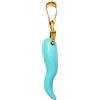 gioiellitaly Cornetto portafortuna in turchese agglomerrato e argento 925 dorato ciondolo uomo donna turchese vero lunghezza 2,5 cm circa