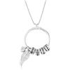MyNameNecklace MYKA Collana Linda Personalizzabile - Collana con perline a forma di cerchio con incisione e charm a forma di foglia e pietra portafortuna, in argento 925