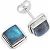 mantraroma orecchini a bottone in argento 925 con labradorite verde e blu, orecchini con pietre preziose in vero argento sterling da donna, regalo