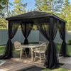 BTTO Set di 2 tende da esterno, tenda per zanzariera, per esterni, con filtro trasparente e fai da te, regolabile, per patio, giardino, gazebo, nero, L 160 x H 305 cm