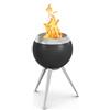 höfats - focolare senza fumo Moon 45 con base alta in acciaio inox - cestello smaltato a bassa emissione di fumo con tecnologia a gassificazione di legna, processo di combustione a due stadi - ⌀ 45 cm
