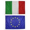 Domina Pubblicità Kit 2 bandiere 100x70 cm (ITA/EU) in tessuto nautico da 115g/m², bandiere Italia e Europa 100x70 cm con cordino, doppia cucitura perimetrale e fettuccia di rinforzo