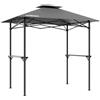 Wiltec Gazebo per barbecue grigio 2,45 x 1,52 m con telone di copertura e due ripiani
