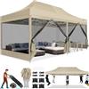 COBIZI Gazebo da giardino 3x6 m pieghevole impermeabile e stabile, con 6 zanzariere, Oxford 420D, protezione UV UPF 50+, montaggio rapido, altezza regolabile, borsa con ruote, Cachi