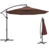 Outsunny Ombrellone da Giardino 3x3m con Tettuccio Regolabile, Base a Croce, Prese d'Aria, Manovella, Ombrellone Decentrato Inclinabile in Acciaio e Poliestere, per Cortile Terrazza, Marrone