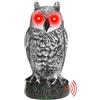 Duroecsain Gufo Spaventapasseri, 27cm Gufo Spaventapasseri Figura con Occhi Luminosi e Suoni, Simulazione Realistica di Urlo Spaventapasseri Repulsi_f per Uccelli e Piccioni