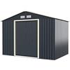 RELAX4LIFE Casetta da Giardino 277x191x202 cm (Base: 4,8 m²), Acciaio Zincato, 4 Prese d'Aria, Porta 117x162 cm, Tetto Inclinato, Porte Scorrevoli, Expandibile, Grigio