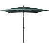 vidaXL Ombrellone a 3 Livelli con Palo in Alluminio Verde 2,5x2,5 m