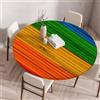 Odot Tovaglia Rotonda Antimacchia con Bordo Elastico 3D Motivo Tovaglia da Tavola Lavabile Antiscivolo Copritavolo per Compleanno Cucina Tavolo da Pranzo caffè Cene Feste (70cm,Arcobaleno)