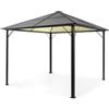 Blumfeldt Pergola Impermeabile con Tetto in Policarbonato, 3x3, Gazebo Pergola in Metallo e Alluminio, Pergola da Giardino Anti UV, Tendone Giardino con Vetro Traslucido, Luci LED Dimmerabili. Grigio