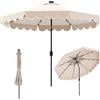 COSTWAY Ombrellone da Giardino 300 cm, con 24 Luci LED Solari, Inclinazione Regolabile, Manovella, 8 Stecche, Anti-UV, Top Ventilato, Idrorepellente, Giardino Piscina Patio (Beige)