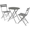 sweeek Set Tavolo da Giardino bistrot Pieghevole in Acciaio con 2 sedie, Ø60cm Verde Kaki - 60x60x71 cm