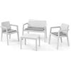 Keter Emily Lounge Set, Mobili Da Giardino Superficie Liscia Con Divano 2 Posti 2 Sedie E Tavolino, Bianco