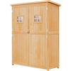 Outsunny Casetta da Giardino in Legno di Abete con Porta Doppia, Capanno Attrezzi con Mensole e Finestre, 127.5x50x164cm
