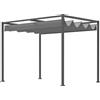 Outsunny Gazebo Pergola 3x2 m con Tettuccio Retrattile, Fori di Drenaggio, Picchetti e Viti, Pergolato da Giardino in Poliestere e Metallo, per Patio, Terrazzo, Esterno, Grigio