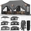 LIFERUN Gazebo 3x6 Pieghevole Impermeabile Esterno Con 6 Pareti Laterali, Tenda Protezione UV 50+, 12 Chiodi Rettificati e 6 Corde - Per Campeggio/Matrimoni, Grigio