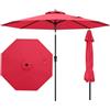 COSTWAY Ombrellone da Giardino 270 cm, Ombrellone da Esterno con Inclinazione Regolabile, Manovella, 8 Stecche, Tettuccio Ventilato, per Spiaggia, Bordo Piscina (Rosso, 270 cm 8 Stecche)
