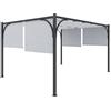 Arreditaly Gazebo Pergola 3x4 M Pergolato Con Tetto Scorrevole Telo Colore Grigio Impermeabile Retrattile Richiudibile Struttura Nera Acciaio Giardino Terrazzo Piscina Esterno Campeggio Design Elegante Moderno