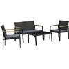 Outsunny Set 4 Pezzi Salotto da Esterni con 2 Sedie, Divano e Tavolino | Mobili da Giardino in Rattan e Acciaio Nero