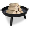 Fiqops Braciere Φ82,5 cm, braciere in ferro, ciotola in metallo con manici e gambe rimovibili, di alta qualità per giardino, feste estive, fuoco accogliente, acciaio