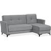 EVERGREENWEB MATERASSI & BEDS EVERGREENWEB Divano letto 3 Posti con Contenitore Trasformabile, Divano Angolare con Penisola Chaise Longue, Schienale Reclinabile 3 Livelli Clic Clac, Morbido Tessuto Imbottito Grigio, Braccioli Slim