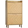 HOMCOM Armadietto Scarpe 12 Paia 2 Cassetti 70x30x120cm Naturale | Armadietto scarpe stretto, scaffali regolabili, pannello superiore, gambe in gomma, per ingresso corridoio