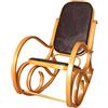 Mendler Sedia a Dondolo Classica Elegante M41 - Legno Chiaro Seduta Vera Pelle Marrone
