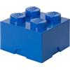 Room Copenhagen LEGO Storage Brick 4 Knobs blu - Scatola Portaoggetti Impilabile 5,6 l - Contenitore in Plastica con Coperchio, Organizer per Scrivania e Giocattoli
