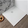 Kiamami Valentina - Piatto Doccia 70x70 Slim in Resina Effetto Pietra Bianco, Antiscivolo e Riducibile, Installazione Filo Pavimento o Appoggio, Copripiletta Incluso