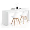 Mobili Fiver, Scrivania Evolution 180x60, Bianco Frassino con Due Gambe, Nobilitato, Scrivania moderna per Camera, Ufficio, Made in Italy