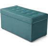 MG Design Pouf contenitore imbottito 45 × 90 cm Blu - capacità ca. 100 L, fino a 300 kg, seduta morbida, struttura solida, già montato e facile da pulire