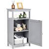 KOMFOTTEU Mobile da Bagno con Ripiano e Armadio a Porta, 45 x 30 x 84 cm, Armadietto da Terra Autoportante in MDF, Armadio d'Archivio per Soggiorno, WC, Camera da Letto, Cucina (Grigio)