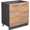 Vicco Mobile lavello cucina Fame-Line, Rovere dorato, 80 cm con ripiano, senza piano di lavoro, per la combinazione con altri moduli della serie Fame-Line