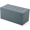 MG Design Pouf contenitore imbottito 45 × 90 cm Grigio - capacità ca. 100 L, fino a 300 kg, struttura in legno massiccio, superficie opaca con trama fine, già montato e facile da pulire