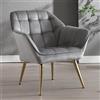 Ya-Home Poltrona Imbottita in Velluto Sedia da Salotto Poltroncina Moderna con Gambe in Metallo Dorato Poltrone con Braccioli Poltrocine per Camera da Letto/Soggiorno, Grigio