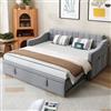 NADEUSAK Divano letto imbottito 2 in 1 divano multifunzione 90 x 180 x 190 cm grigio chiaro tessuto di velluto con custodia