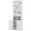 KOMFOTTEU Libreria Scaffale in Legno con Armadio a Ante, 6 Ripiani Aperti, Librerie Moderne con Ripiano Rimovibile, Libreria Chiusa, 60 x 24 x 180 cm, Bianco