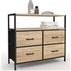 IDMarket - UTAH Cajonera de tela de 4 cajones 80 cm mueble de almacenaje de diseño industrial