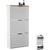 Planetmöbel scarpiera salvaspazio con 3 ante, scarpiera armadio con 6 ripiani, porta scarpe per ingresso, corridoio, guardaroba 60 x 23 x 118 cm, bianco grigio