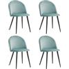 DEYARNA HOME Set di 4 Sedie da Pranzo in Velluto, Sedia da Cucina Moderna Imbottita con Piedini in Metallo Nero, Sedie del Medio Secolo per Sala da Pranzo, Cucina, Soggiorno (Verde/Nero Piedi)