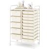 GYMAX Carrello Portaoggetti con 15 Cassetti Staccabilea, Carrellino Salvaspazio con Ruote, per Uffici, Parrucchieri, Studio, Soggiorno, 62,5 x 37 x 87 cm (Bianco)
