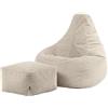 icon Dalton Poltrona Sacco con Poggiapiedi, Beige, Set da 2, Velluto a Coste, Pouf Poltrona con Riempimento Incluso, Pouf Sacco, Camera da Letto, Soggiorno, Mobili Soggiorno